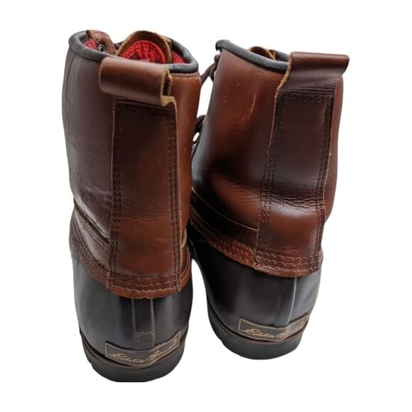 Eddie Bauer Men's Leather Duck Boots w/ Cushioned Red Flannel Inners SZ 11M - Picture 5 of 10